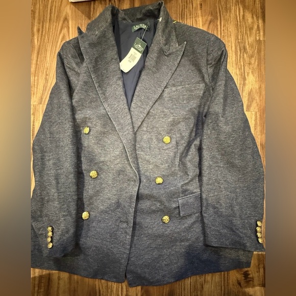 Ralph Lauren Other - NWT Lauren Ralph Lauren Women's Blue Tweed Double Breasted RL Button Blazer